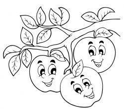 דף צביעה של תפוחים חמודים