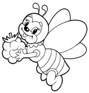דף צביעה של דבורה עם פטל