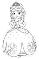 דף צביעה נסיכה קטנה בשמלה יפה