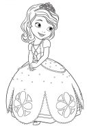 דף צביעה נסיכה קטנה בשמלה